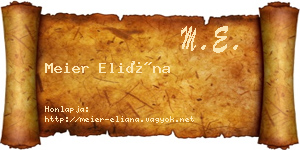 Meier Eliána névjegykártya